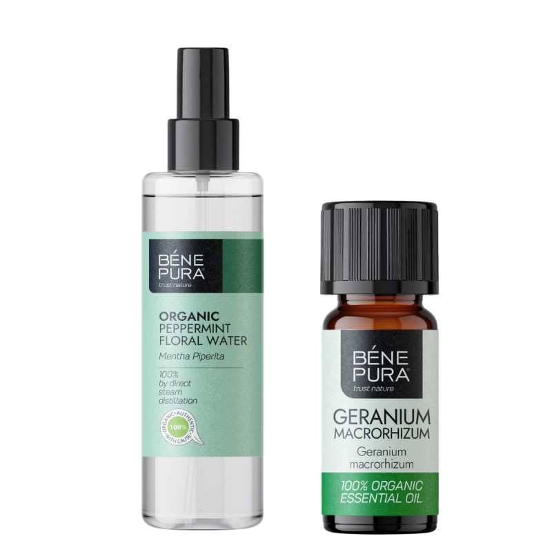 Bio Agua floral de Menta y Bio Aceite esencial de Geranio
