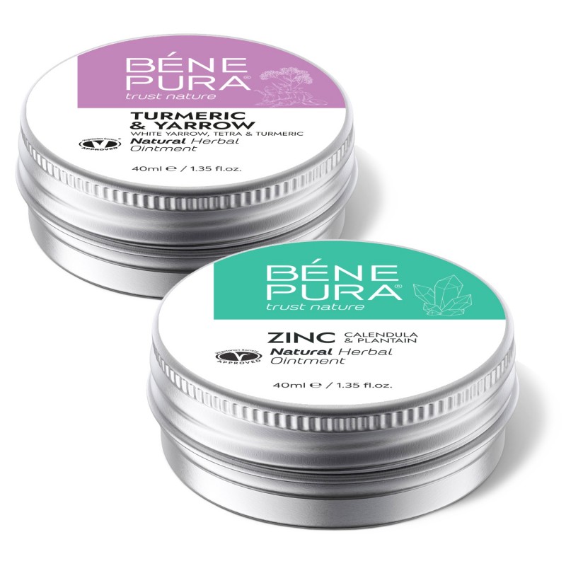 Pomada para Hemorroides con Milenrama Blanca, Tetra y Cúrcuma y Pomada para irritaciones de la piel con Óxido de Zinc - GMC