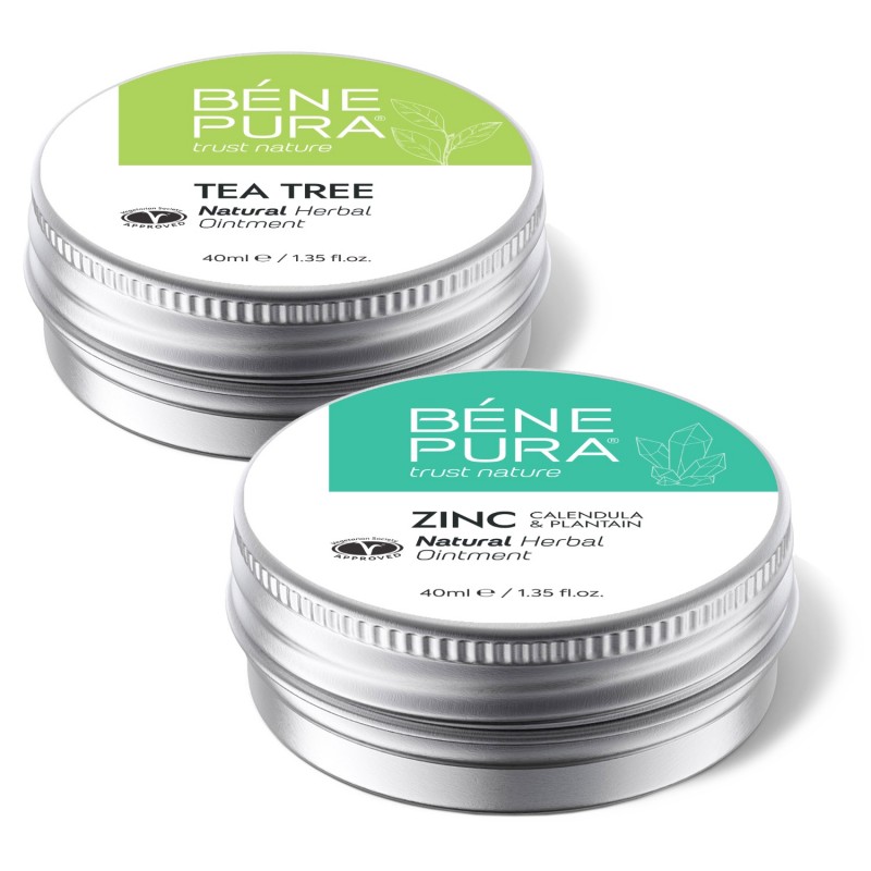 Pomada para irritaciones de la piel con Árbol de Té y Pomada para irritaciones de la piel con Óxido de Zinc - GMC