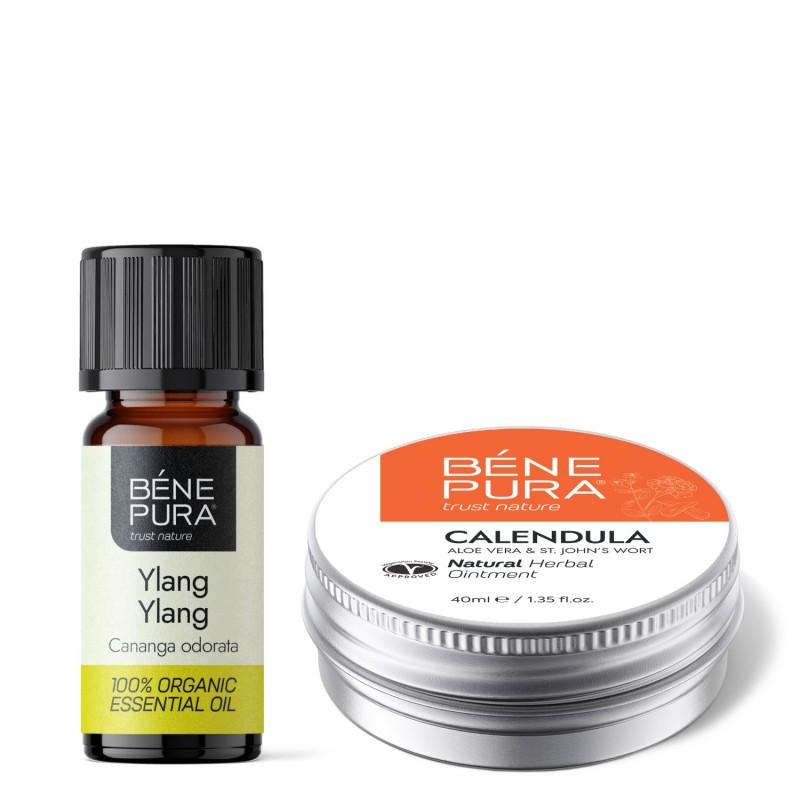 Pomada para Quemaduras y Heridas con Caléndula, Aloe Vera y Hierba de San Juan y Bio Aceite esencial de Ylang Ylang - GMC