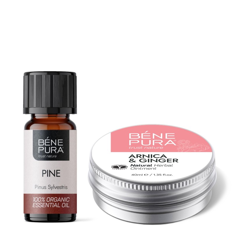 Pomada para Moretones y Músculos con Árnica y Jengibre y Bio Aceite esencial de Pino Blanco - GMC