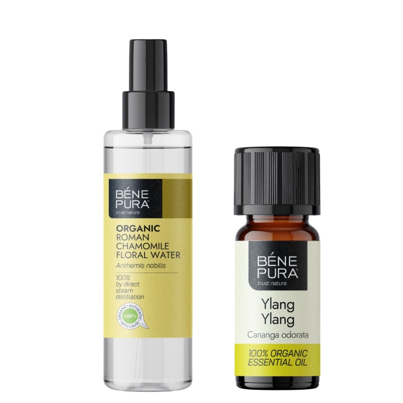 Bio Agua floral de Manzanilla Romana y Bio Aceite esencial de Ylang Ylang - GMC