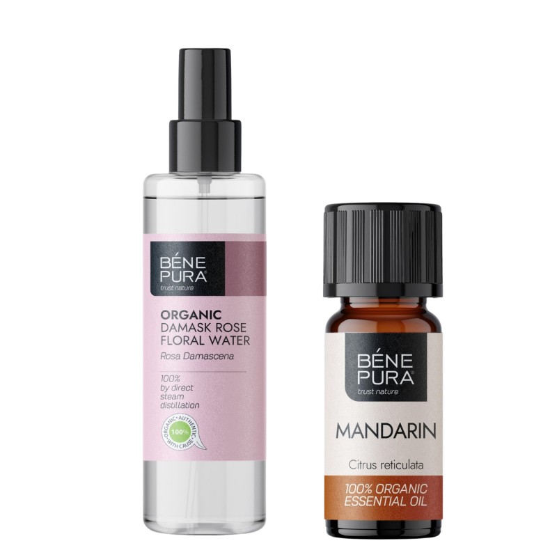 Bio Agua floral de Rosa Damascena y Bio Aceite esencial de Mandarina roja