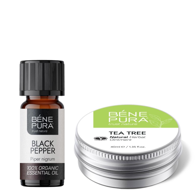 Pomada para irritaciones de la piel con Árbol de Té y Bio Aceite esencial de Pimienta Negra - GMC