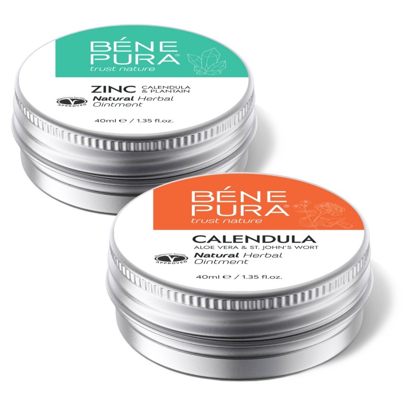 Pomada para irritaciones de la piel con Óxido de Zinc y Pomada para Quemaduras y Heridas con Caléndula, Aloe Vera y Hierba de San Juan - GMC