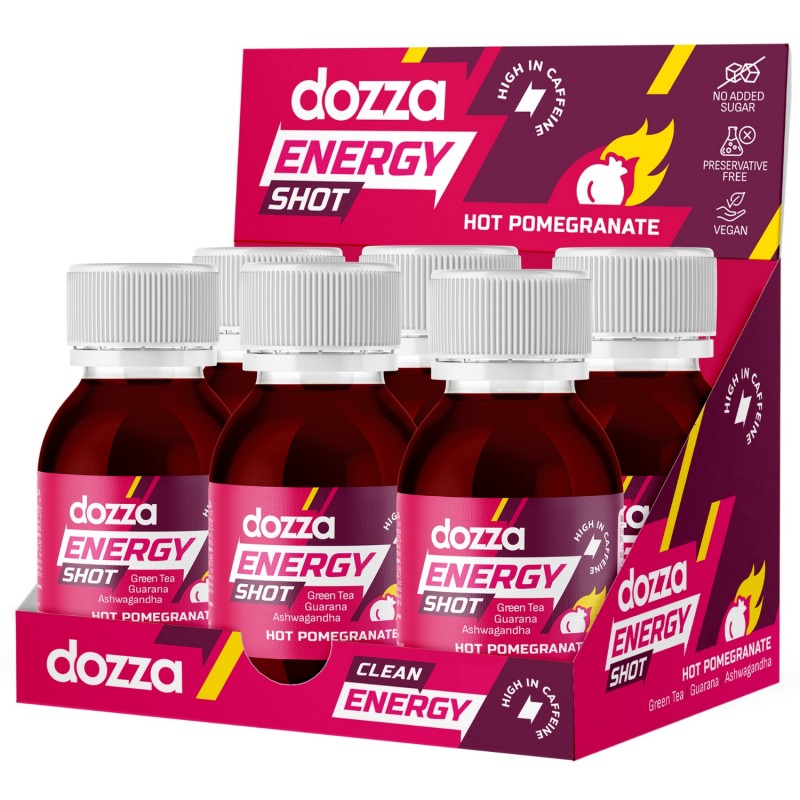 6x Pack DOZZA Energy Hot Pomegranate Energy shot - 60ml - Bebidas energéticas