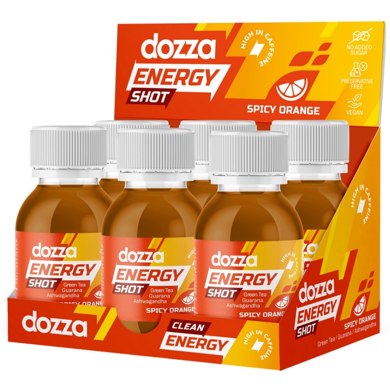 6x Pack DOZZA Energy Spicy Orange Energy shot - 60ml - Bebidas energéticas