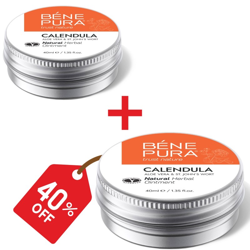 2x Pomada para Quemaduras y Heridas con Caléndula, Aloe Vera y Hierba de San Juan - 40ml - 